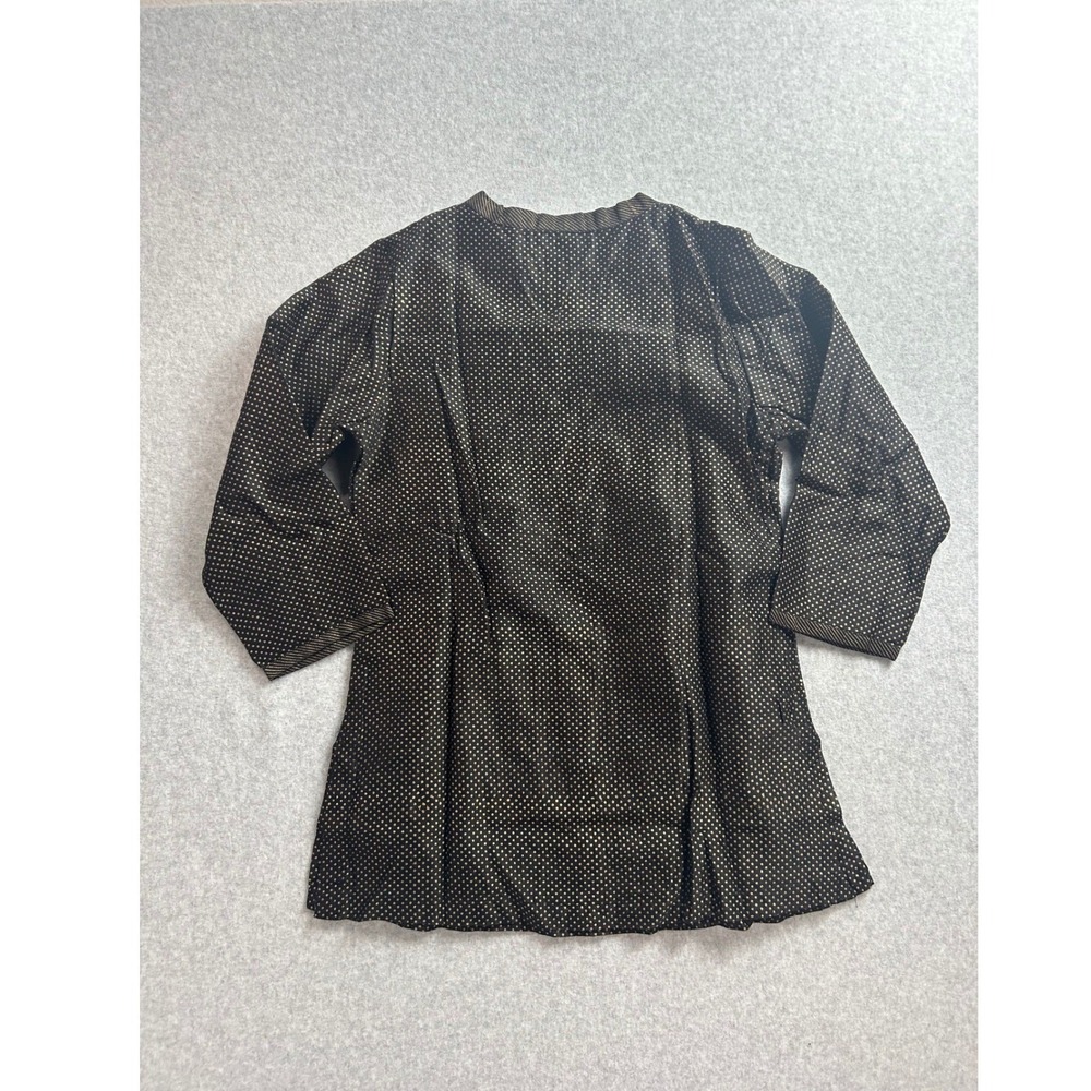 Fabindia Kids Black Gold Polka Dot Kurta Tunic Split V-Neck Size S